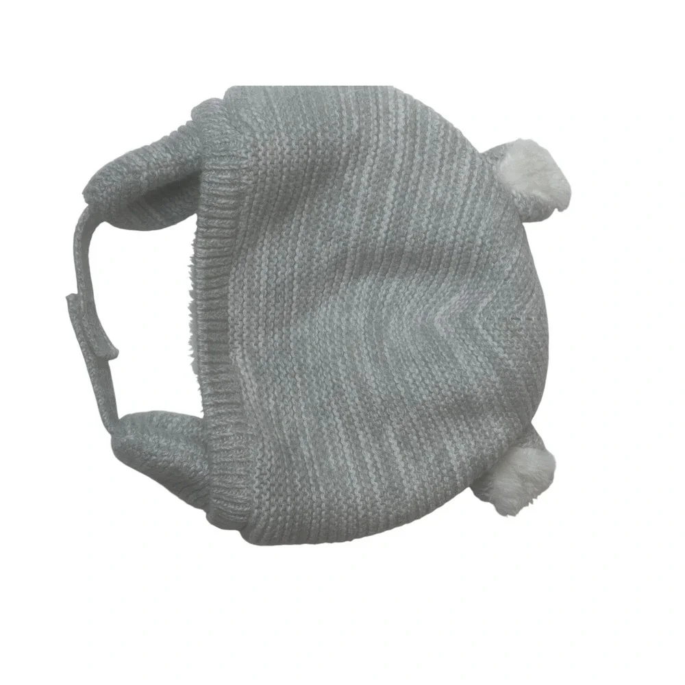 Kids Gray Knit Bear Ear Winter Hat‎ with Sherpa Lining and Ear Flaps